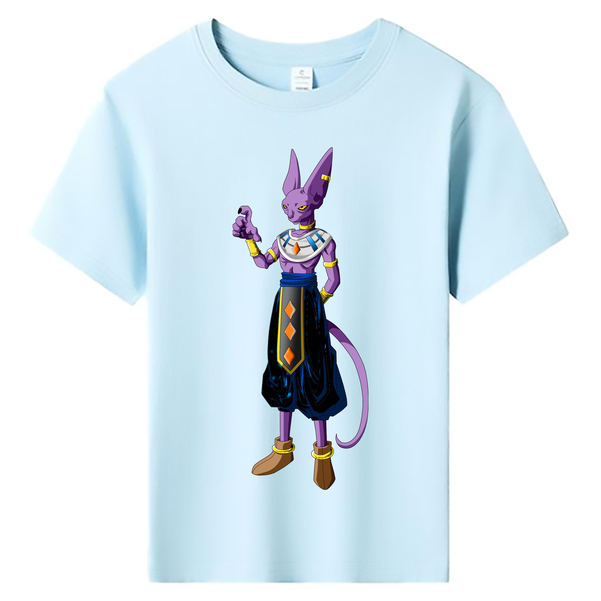 （画像用） ドラゴンボール ビルス 破壊神ビルス DRAGON BALL Beerus Birusu 綿100％キッズTシャツ（フロントプリント）